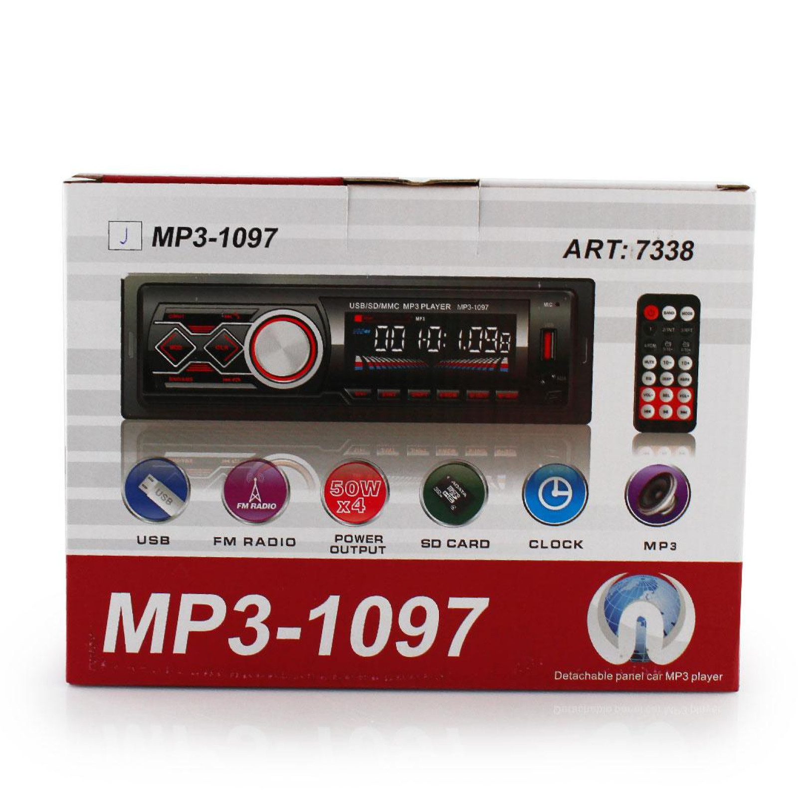 Автомагнитола MP3 1097 BT съемная панель ISO cable 184411