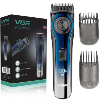 Машинка для стрижки волос VGR V-080 аккумуляторная с LED дисплеем (2 насадки) 207367