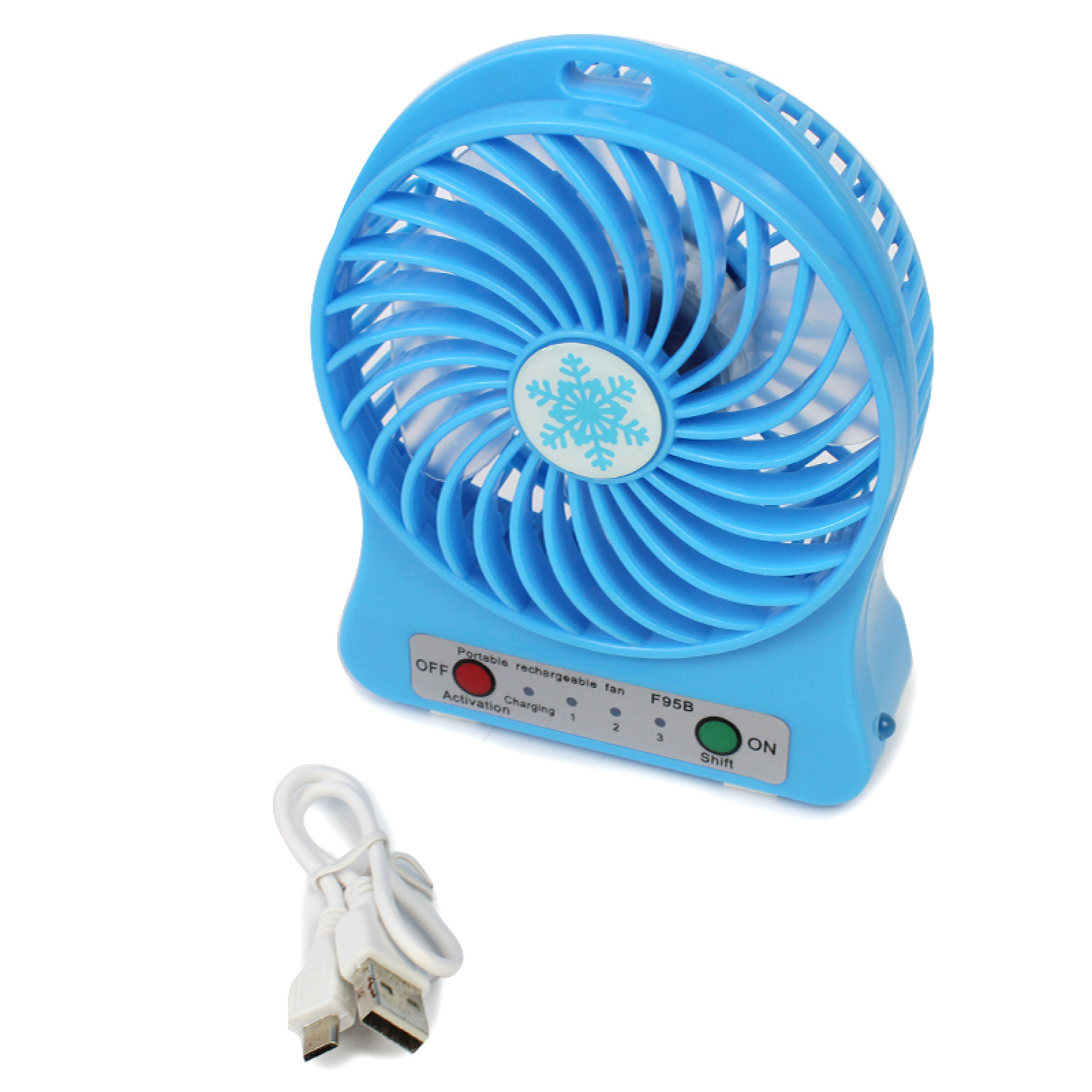 Портативный настольный вентилятор Portable Fan Mini со съемным аккумулятором голубой 149965