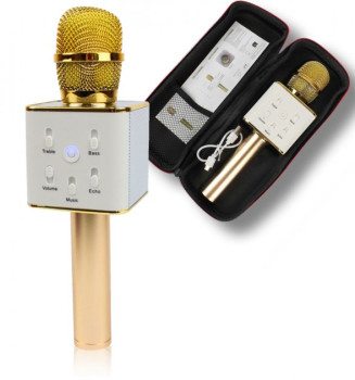 Беспроводной микрофон караоке bluetooth Q7 MS золотой 130336