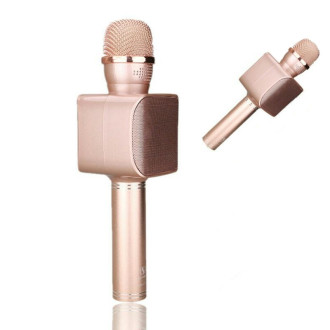Беспроводной портативный Bluetooth микрофон для караоке Magic Karaoke YS-68 + колонка 2 в 1 с мембраной низких частот Rose Gold 152587