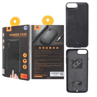 Портативное зарядное устройство павербанк Power bank WUW B08B for iPhone 6 Plus, 7 Plus, 8Plus 5000mAh Leather Case Черный 169465
