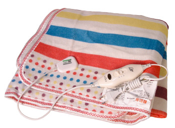 Электропростынь согревающая простынь электрическая с сумкой Electric blanket  150*180 разноцветные полоски 183403