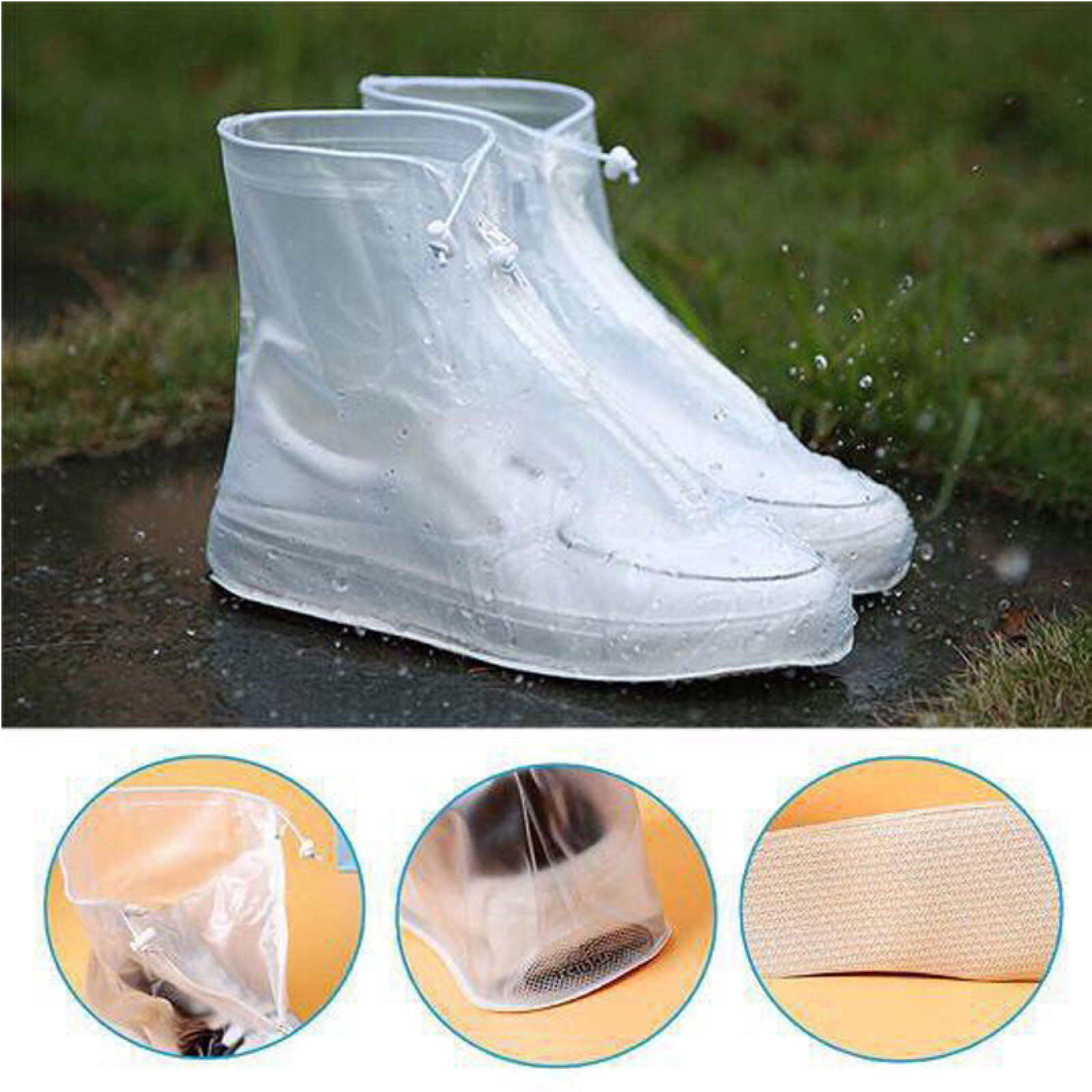Дождевики для обуви, бахилы от дождя, чехлы для обуви Белые Размер S 183556