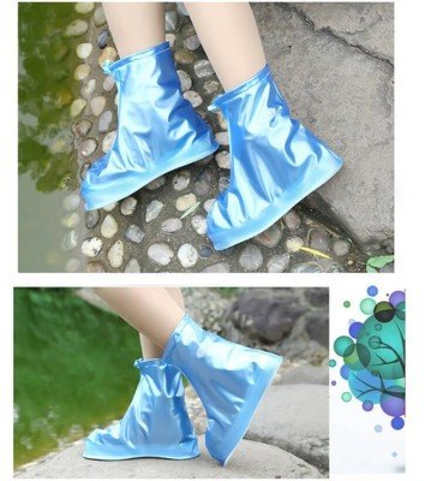 Дождевики для обуви, бахилы от дождя, чехлы для обуви Синий Размер М 179787