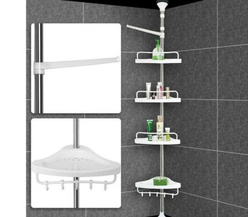 Угловая полка органайзер для ванной комнаты 4 полки высота от 100 до 320 см Multi Corner Shelf 150721