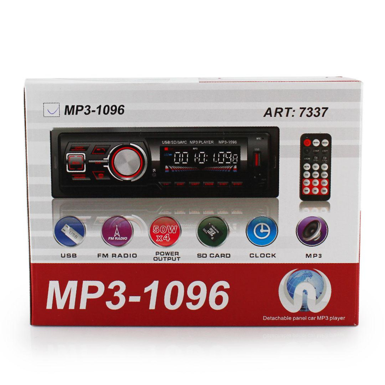 Автомагнитола MP3 1096 BT съемная панель ISO cable 184404
