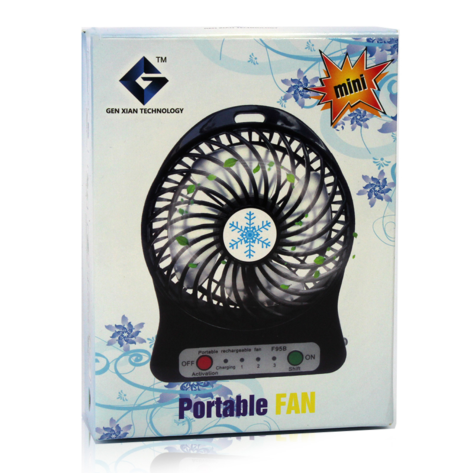 Портативный настольный вентилятор Portable Fan Mini со съемным аккумулятором голубой 149965
