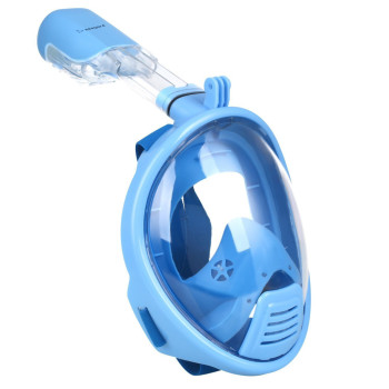 Маска детская для дайвинга снорклинга Free Easybreath для подводного плавания c креплением для камеры GoPro голубая XS 150744