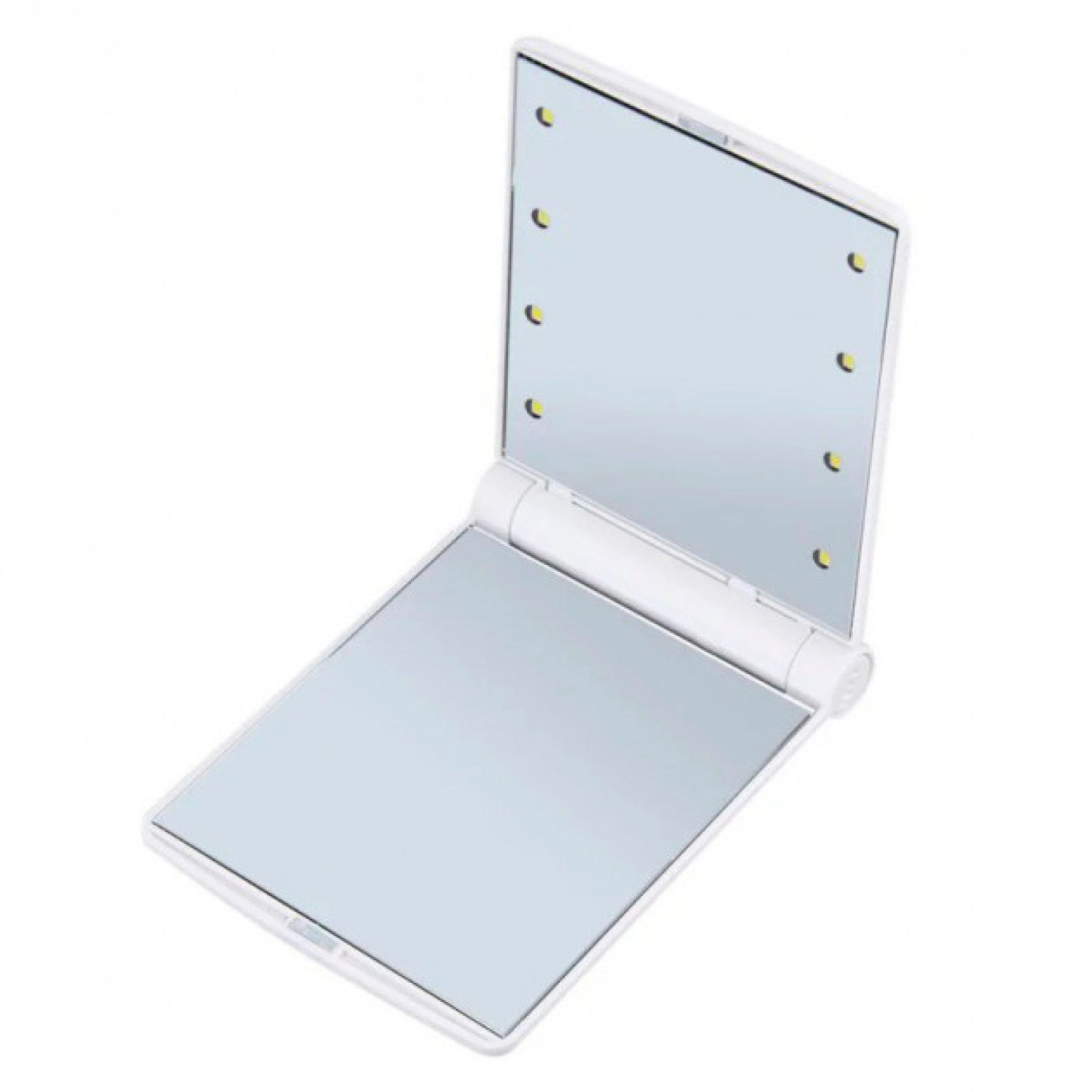 Зеркало мини карманное дорожное с подсветкой LED от USB Белое 184703