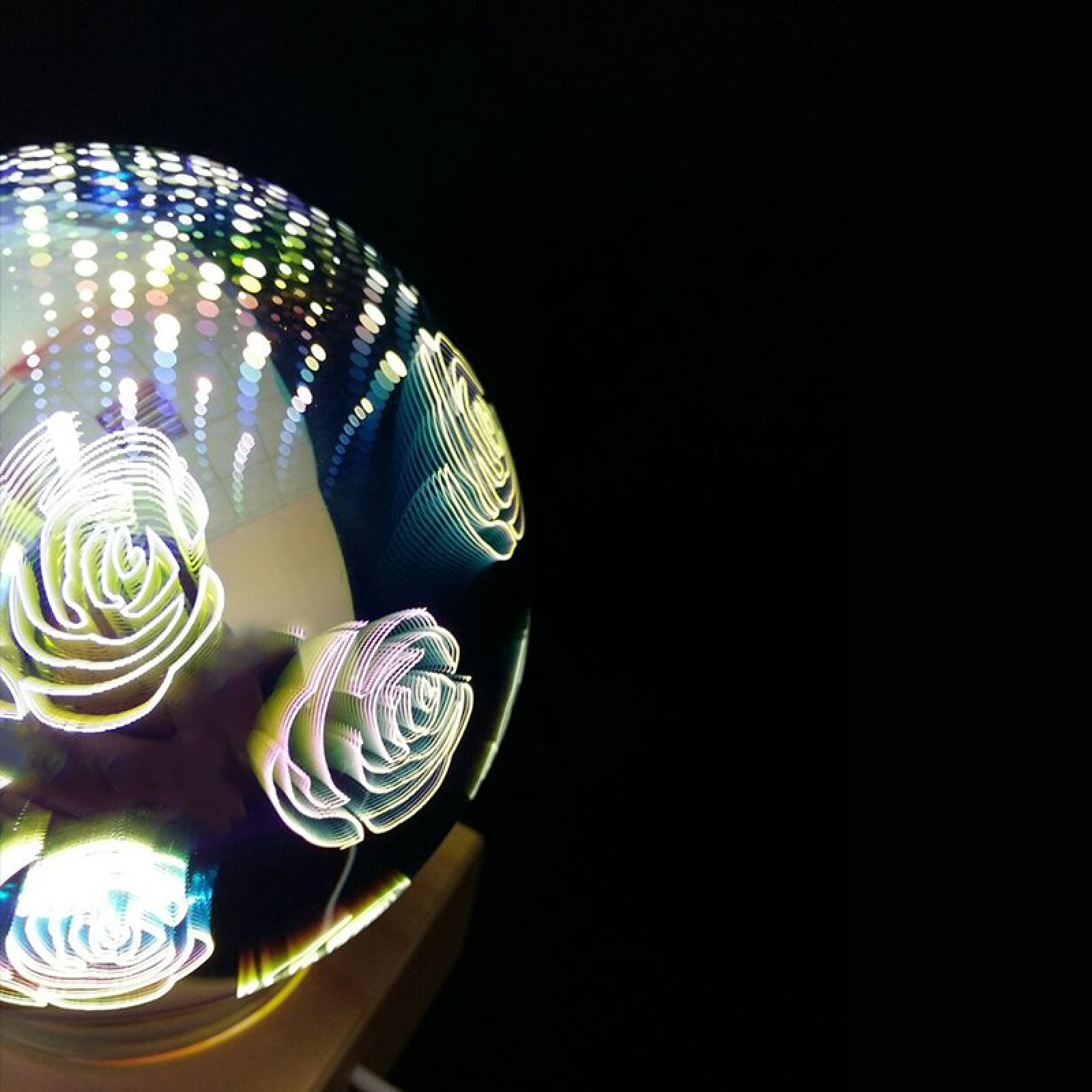 3D светильник шар ночник с деревянной основой Ball Shape Colorful 3D Fireworks 131958