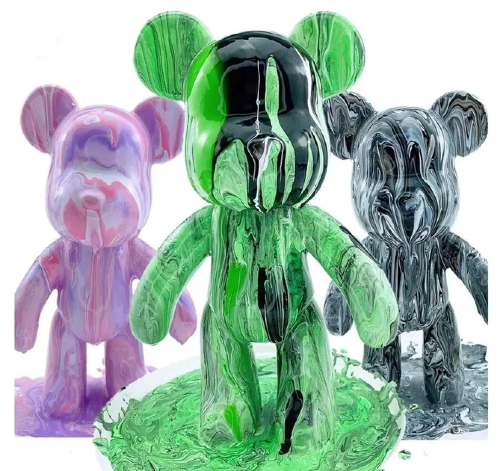 Флюидный медвежонок Punk Fluid Bear Bearbrick с красками, набор для творчества сделай сам DIY 23 см 207574