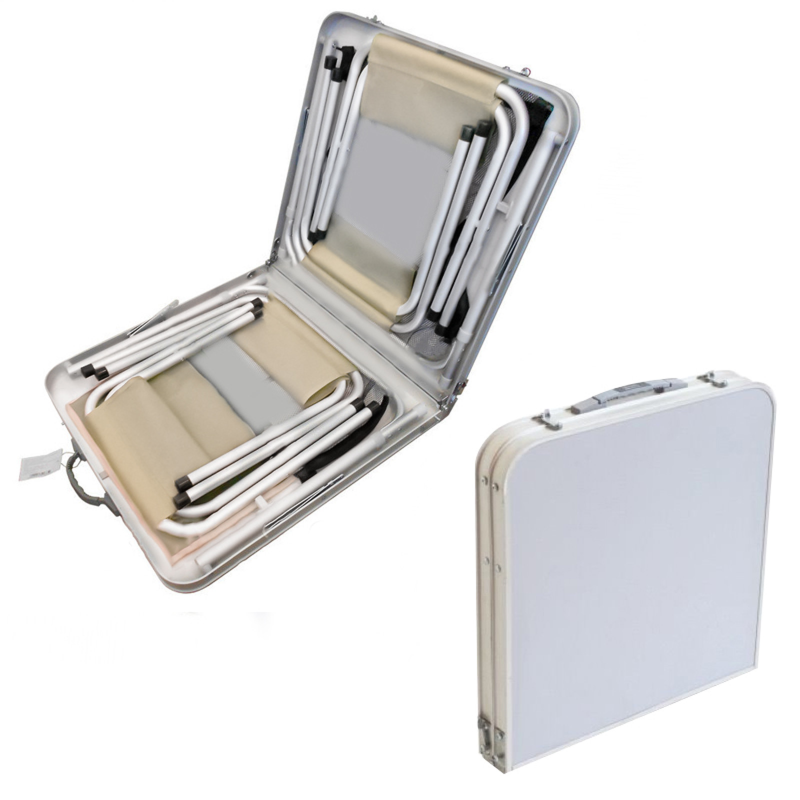 Складной столик чемодан для пикника, кемпинга 120 на 60 см с 4-мя стульями FOLDING TABLE светлый 149552