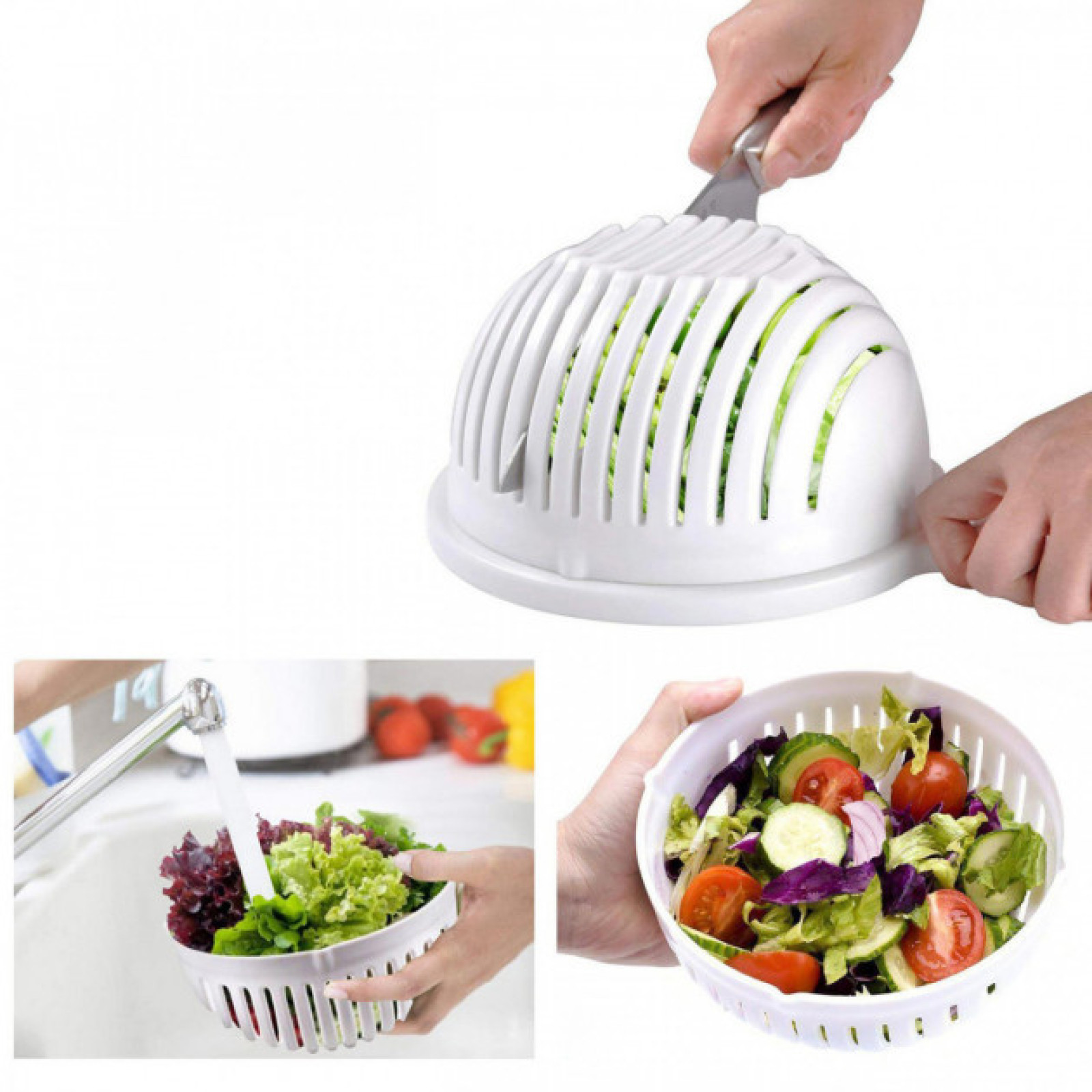 Салатница овощерезка чаша для нарезки овощей и салатов Salad Cutter Bowl 3в1 149959