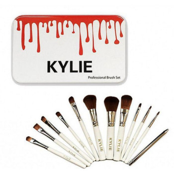 Набор кисточек для макияжа в стиле Kylie Professional Brush Set большие белые 12 штук 150102