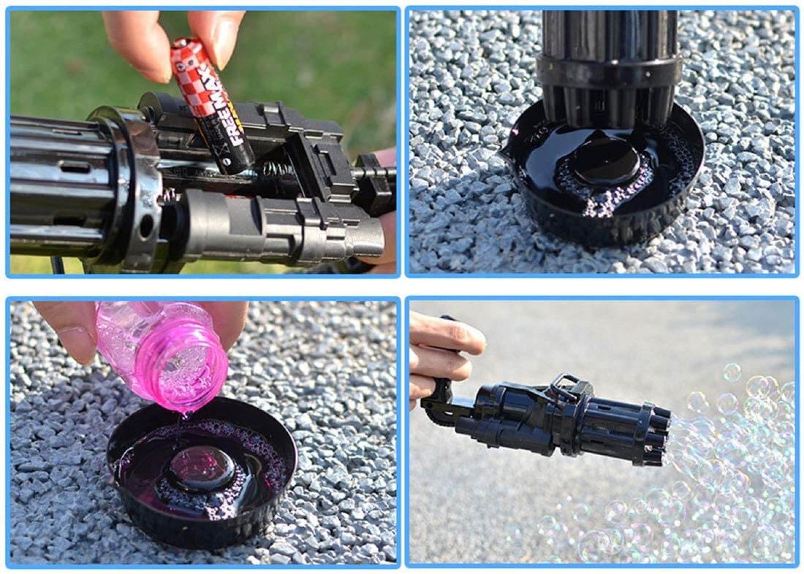 Автоматическая игрушка-пулемет генератор для создания мыльных пузырей Bubble Gun Blaster стандарт 194126
