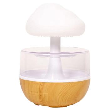 Увлажнитель воздуха Humidifier Cloud rain в форме гриба с эффектом дождя и ночником 7 цветов с пультом деревянный 207473