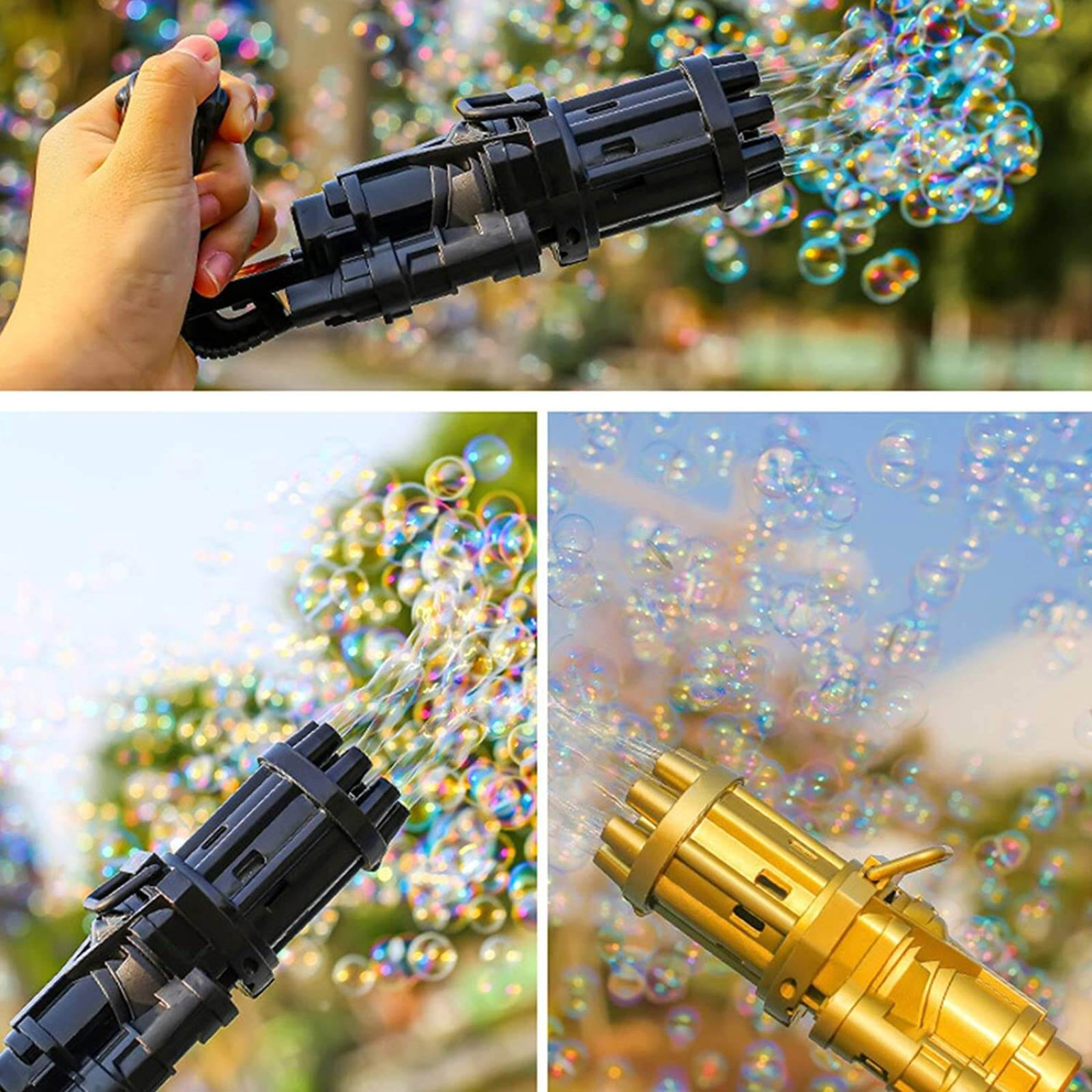 Автоматическая игрушка-пулемет генератор для создания мыльных пузырей Bubble Gun Blaster стандарт 194126