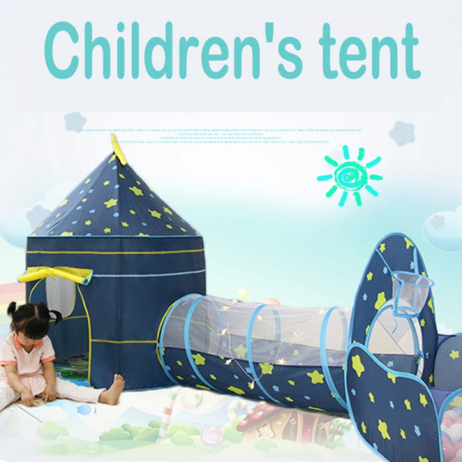 Палатка детская игровая замок 3 в 1 Розовый и синий 207193