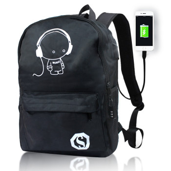 Городской рюкзак с кодовым замком и USB 20л черный Music 154074