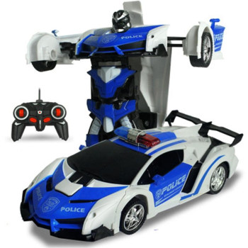 Машинка Трансформер с пультом Lamborghini POLICE Robot Car Size 1:18 Синяя 183122