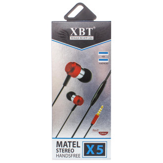 Наушники проводные с микрофоном XBT X5 красный 166103