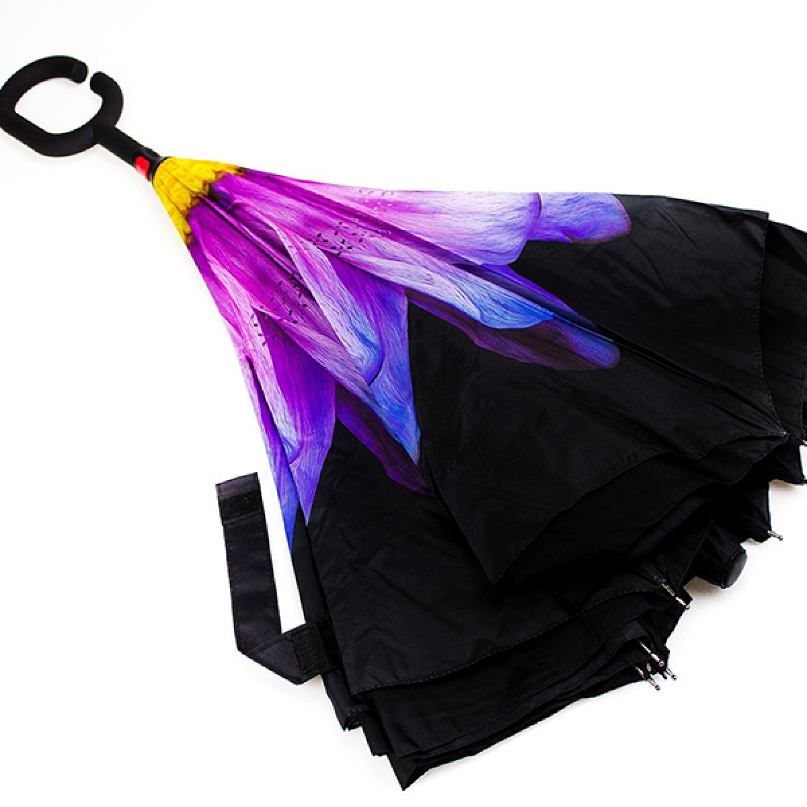 Зонт обратного сложения, антизонт, умный зонт, зонт наоборот Up Brella Гербера-Фиолетовый 151035