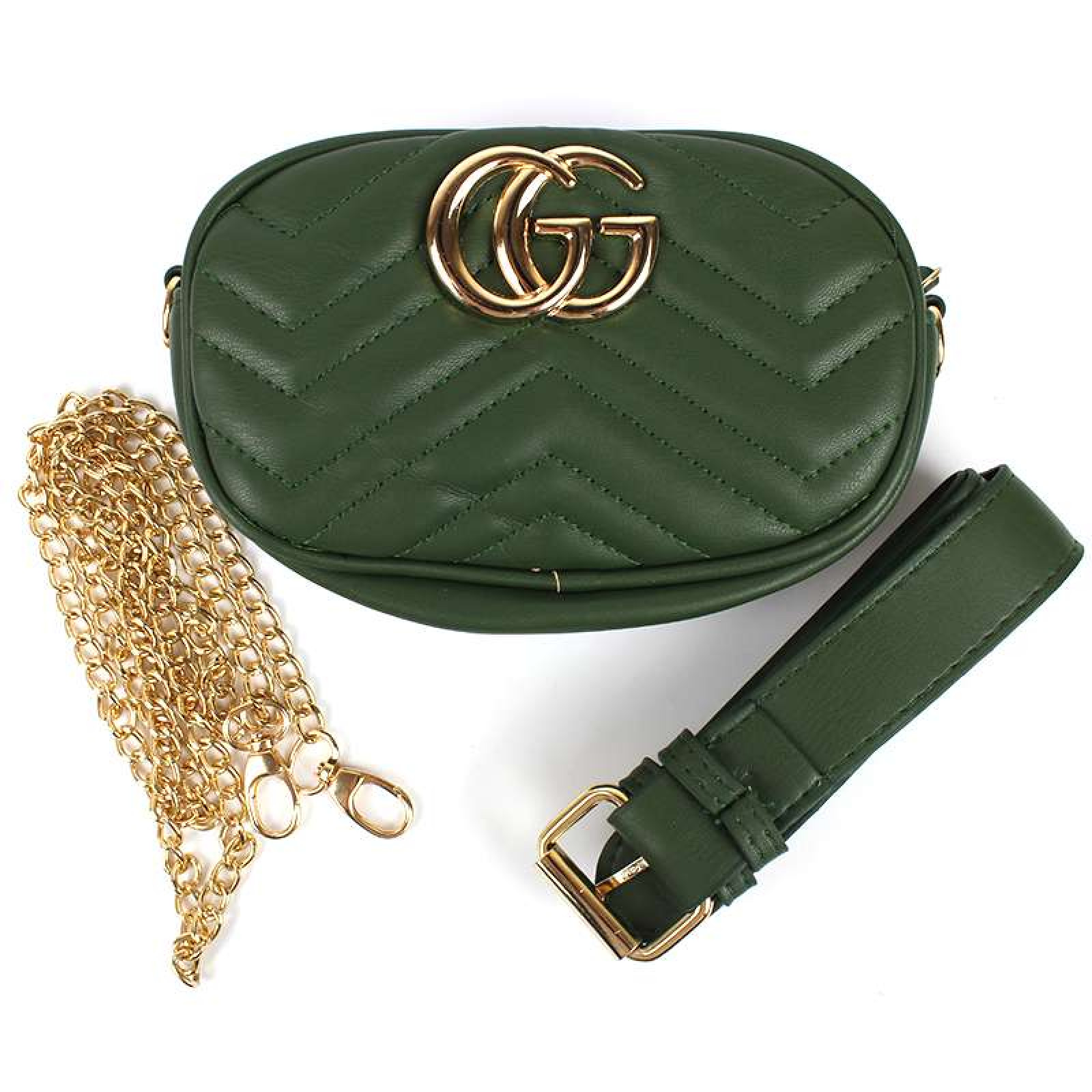 Женская сумка в стиле GUCCI с логотипом зеленая 141142