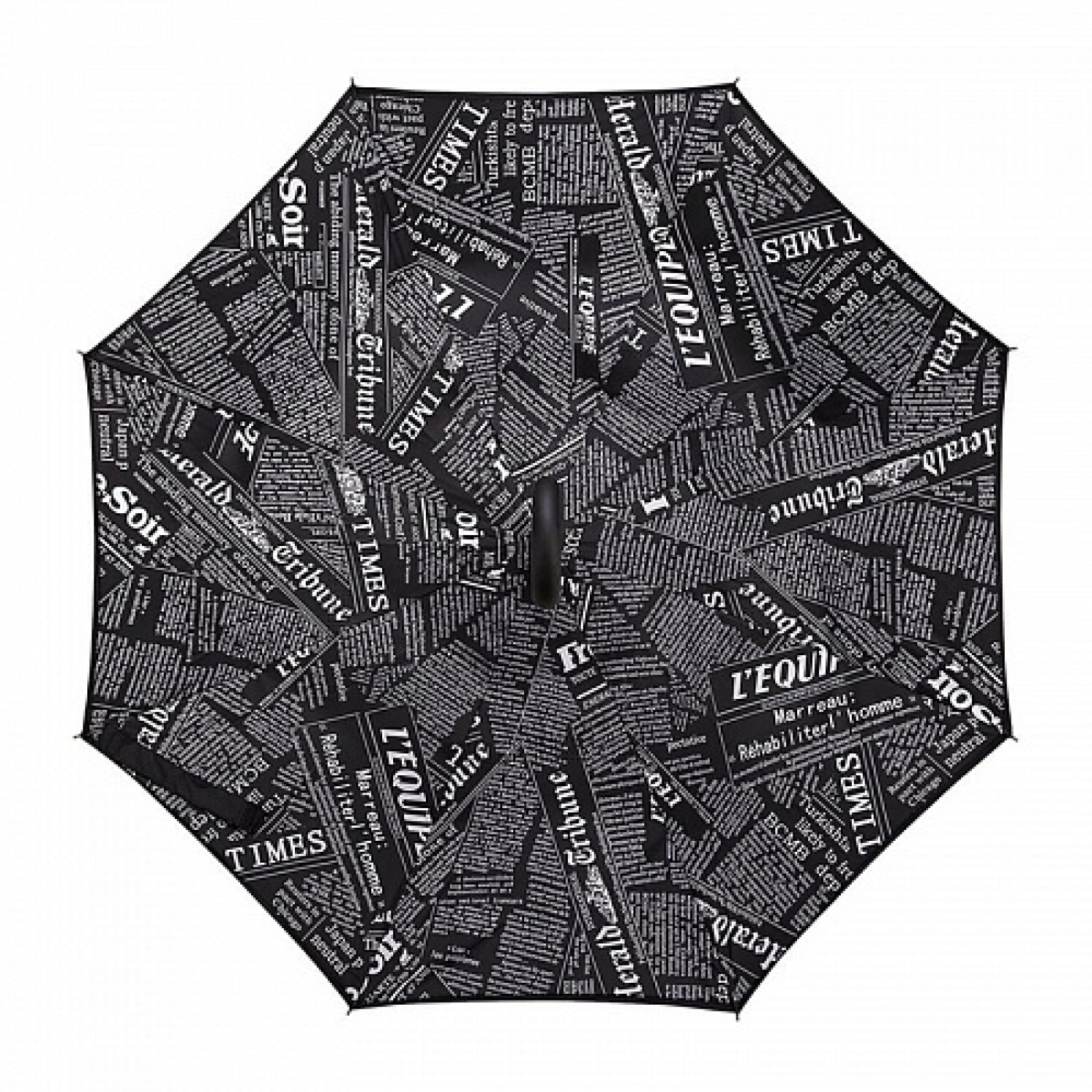 Зонт обратного сложения, антизонт, умный зонт, зонт наоборот Up Brella Черная Газета 154087