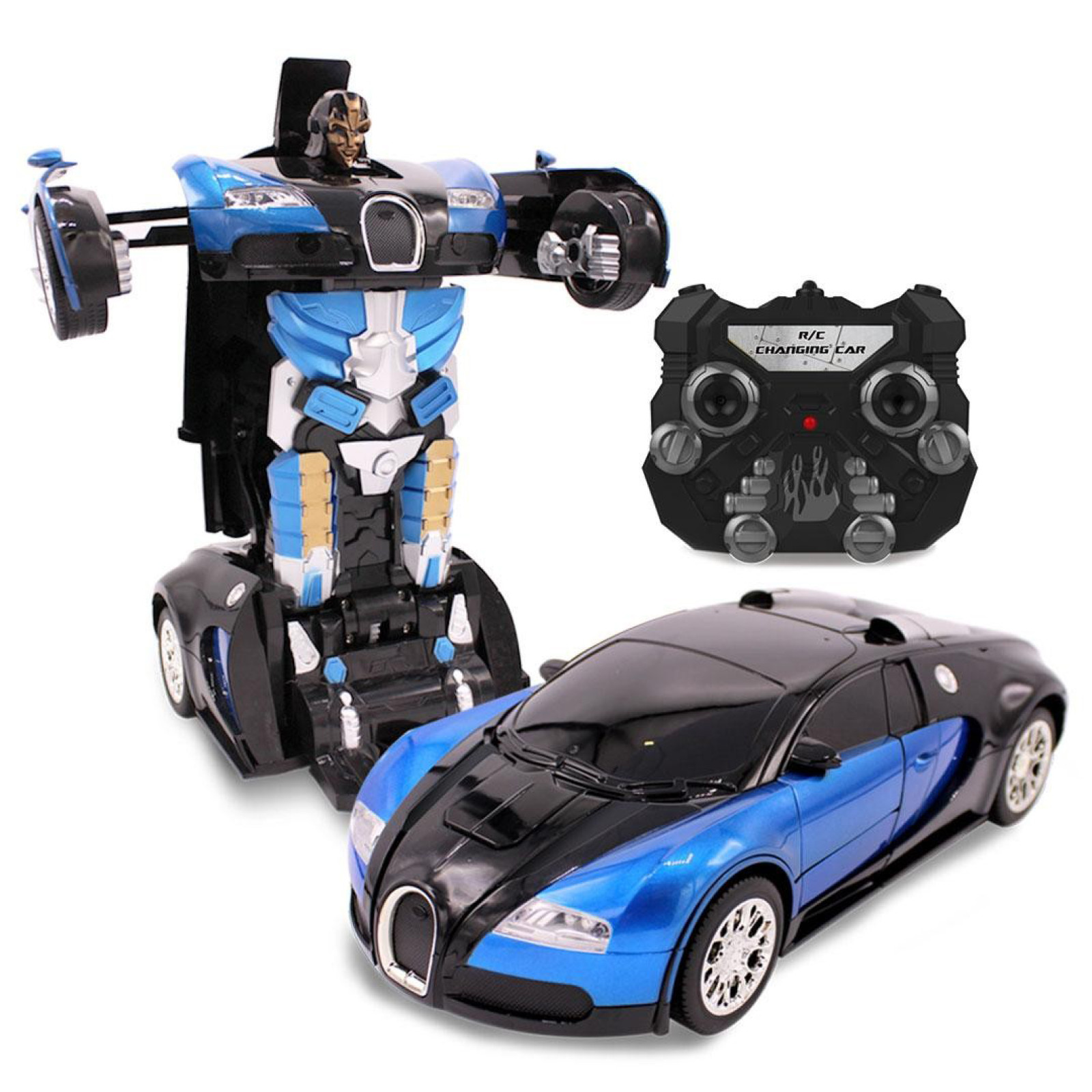 Машинка трансформер с пультом Bugatti Robot Car Size 1:12 Синяя 154260