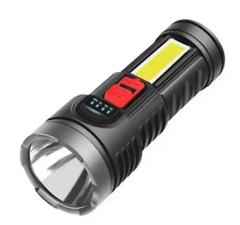 Фонарь ручной L-822 LED с зарядкой от USB + боковым светом COB  207081