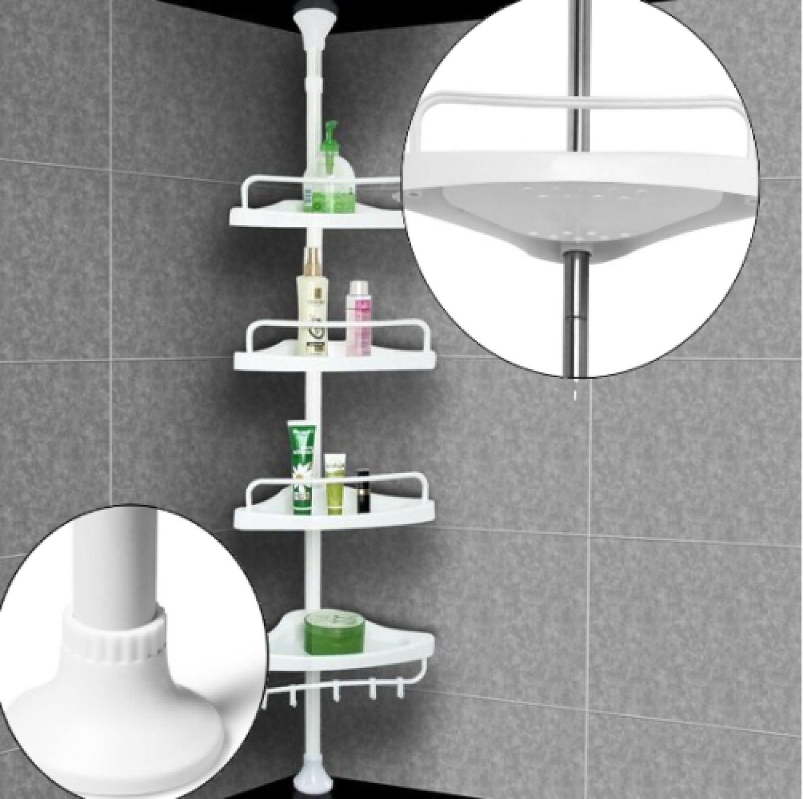 Угловая полка органайзер для ванной комнаты 4 полки высота от 100 до 320 см Multi Corner Shelf 150721