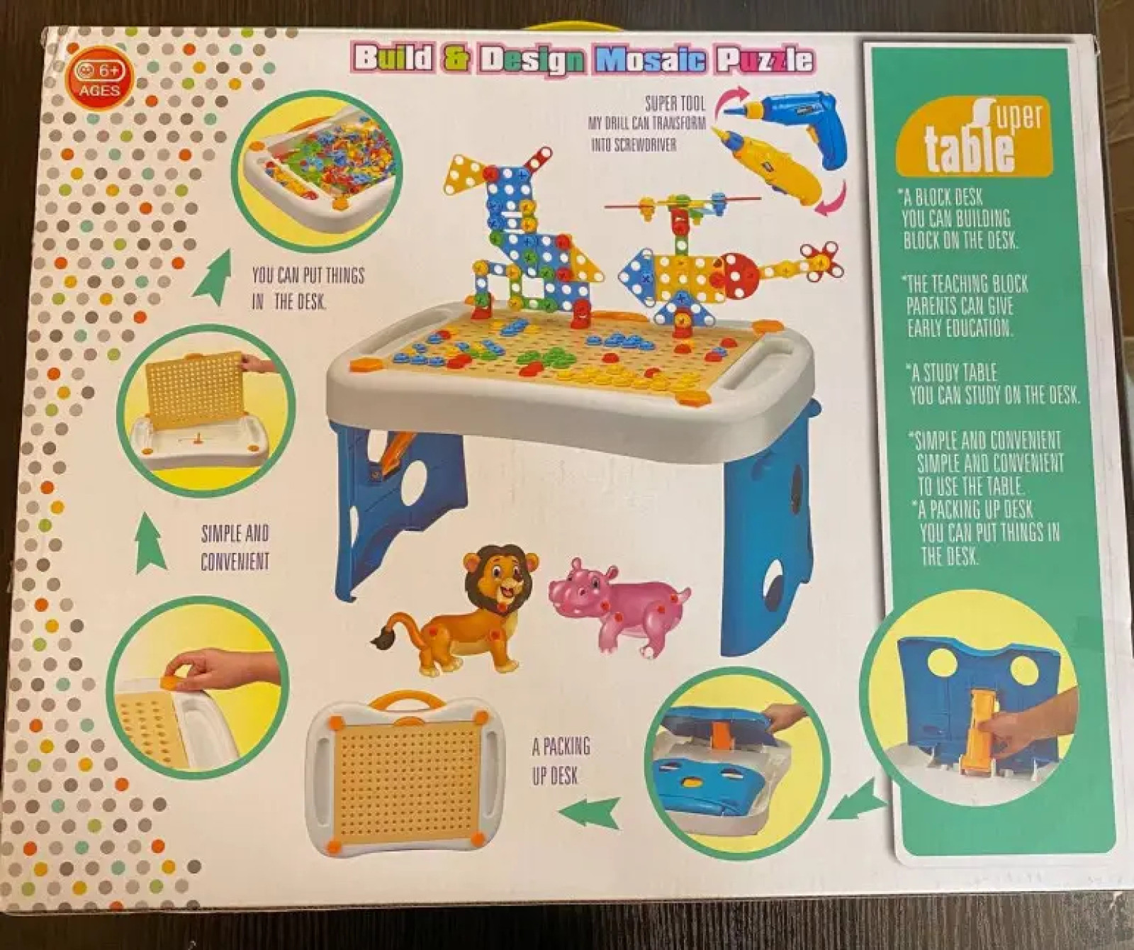 Детский стол из конструктора с мозаикой 261 деталь 205729