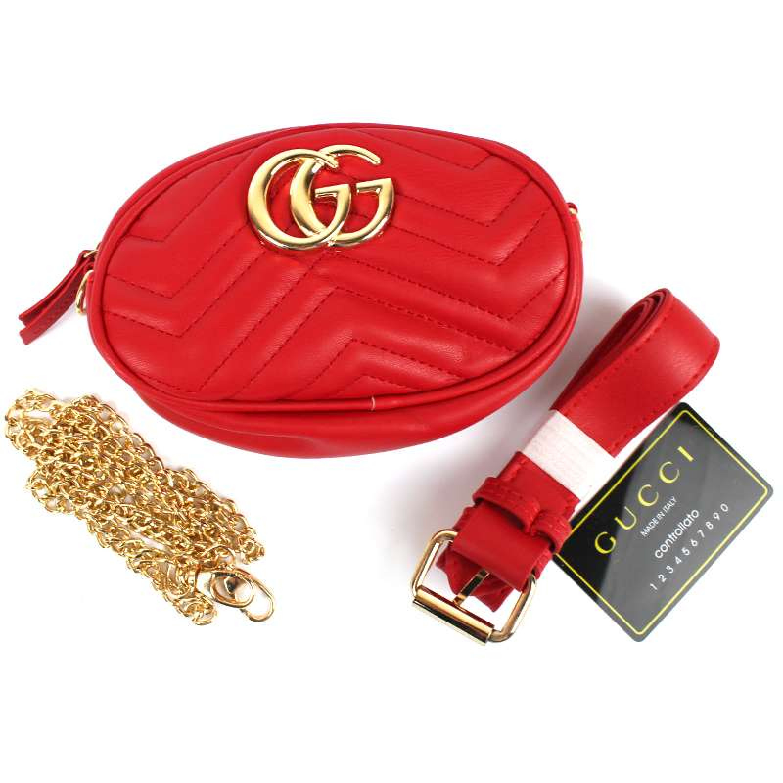 Женская сумка в стиле GUCCI с логотипом красная 141143