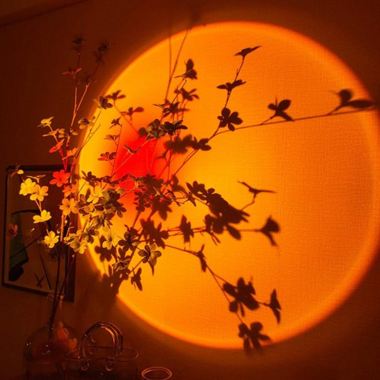 Светильник проекционный  заката и рассвета высотой 10 см и поворотом на 180° Черный с желтым свечением FG  &quot;SUNSET&quot;  Floor Lamp USB 193890