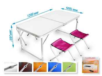 Стол для пикника Folding table +4 chairs белый мрамор NO.2 196018