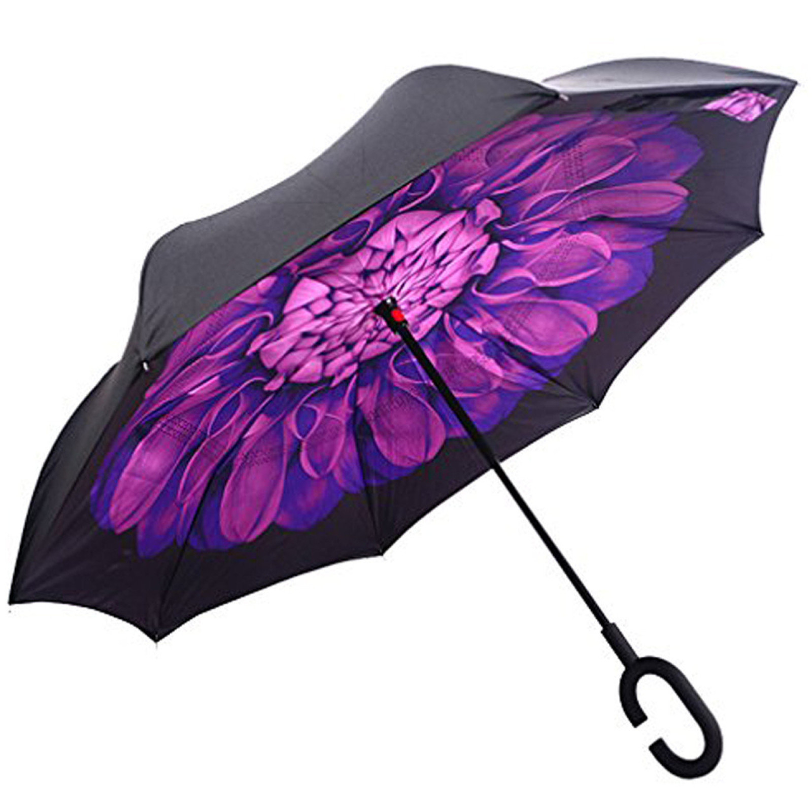 Зонт обратного сложения, антизонт, умный зонт, зонт наоборот Up Brella Цветок Фиолетовый 154304