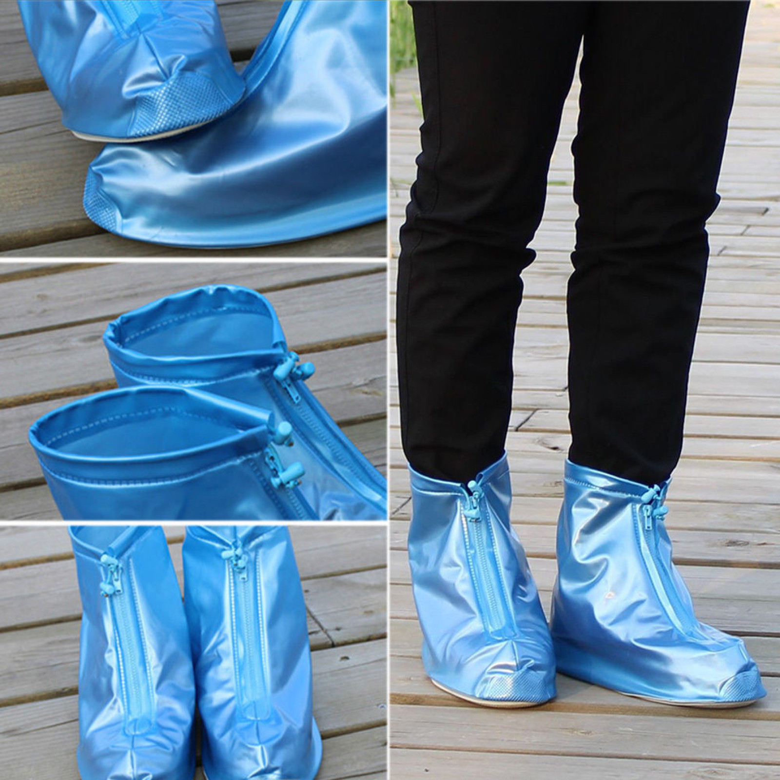 Дождевики для обуви, бахилы от дождя, чехлы для обуви Синий Размер М 179787