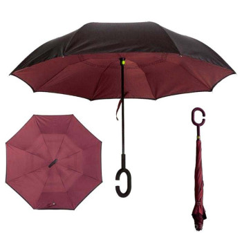 Зонт обратного сложения, антизонт, умный зонт, зонт наоборот Up Brella Бордовый 151023