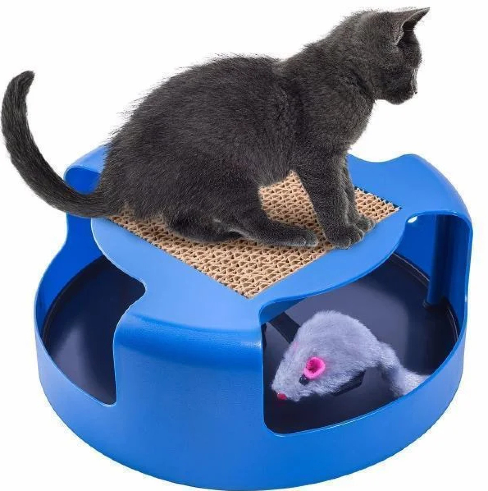 Когтеточка-игрушка для кошек и котят Cat &amp; Mouse Chase Toy с мышкой синий 171526