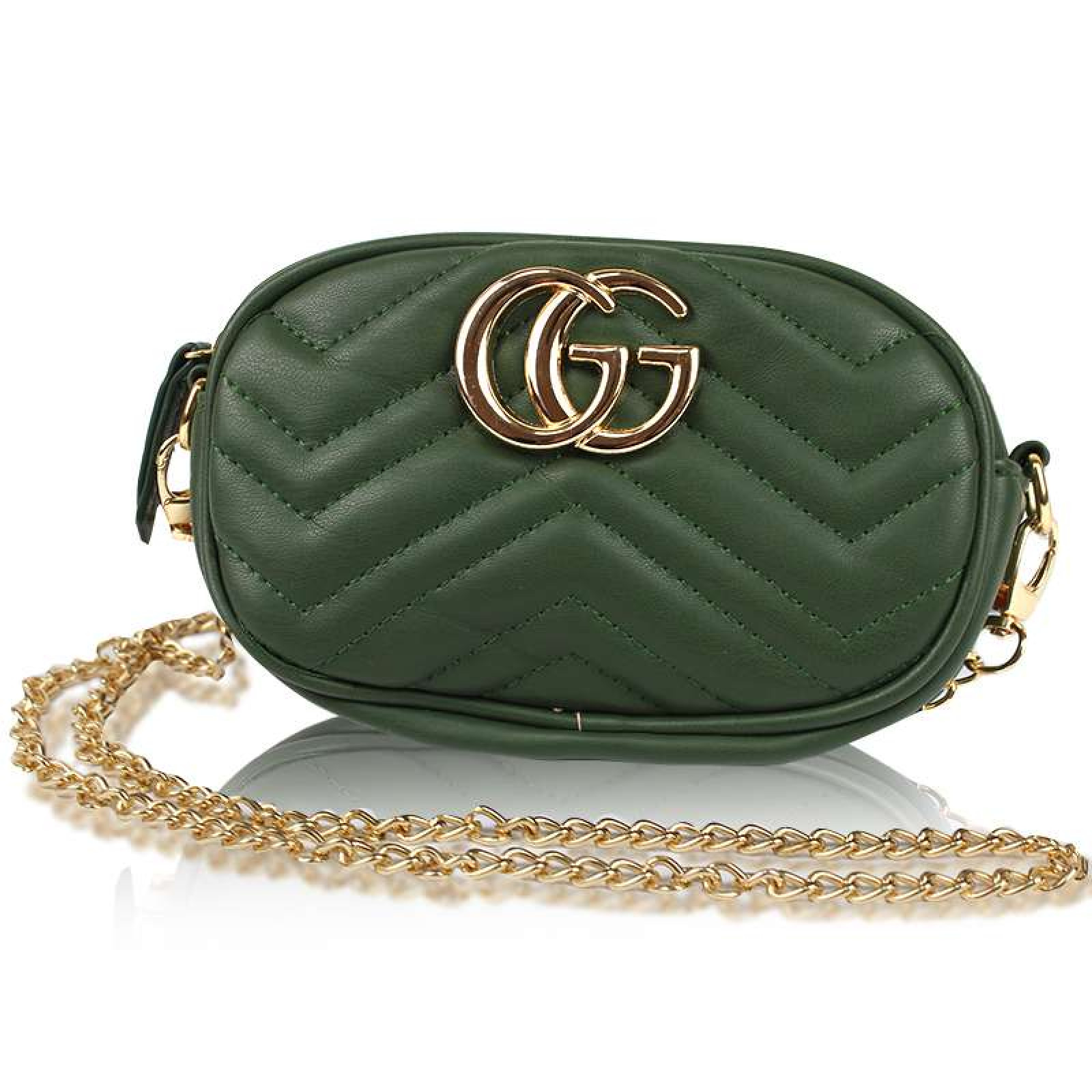Женская сумка в стиле GUCCI с логотипом зеленая 141142