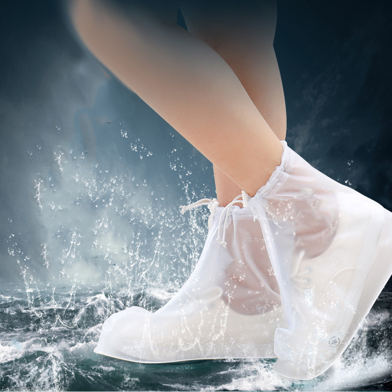 Дождевики для обуви, бахилы от дождя, чехлы для обуви Белые Размер S 183556