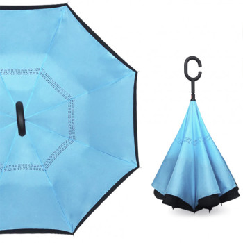 Зонт обратного сложения, антизонт, умный зонт, зонт наоборот Up Brella Голубой 183013