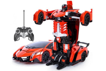 Машинка Трансформер с пультом Lamborghini Robot Car Size 1:18 Красная 154266