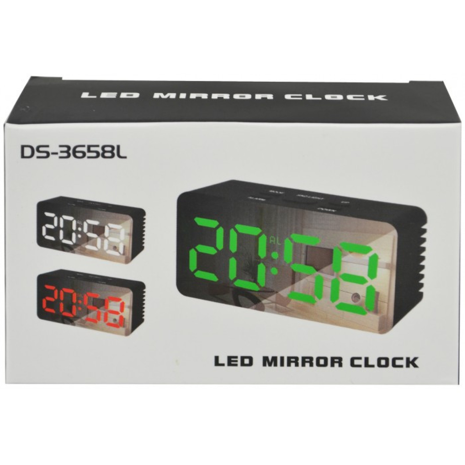 Зеркальные LED часы с будильником и термометром DS-3658L 196113