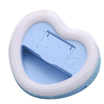 Зеркало косметическое селфи кольцо c Usb в форме сердца / Ring Light Selfie голубое 149090