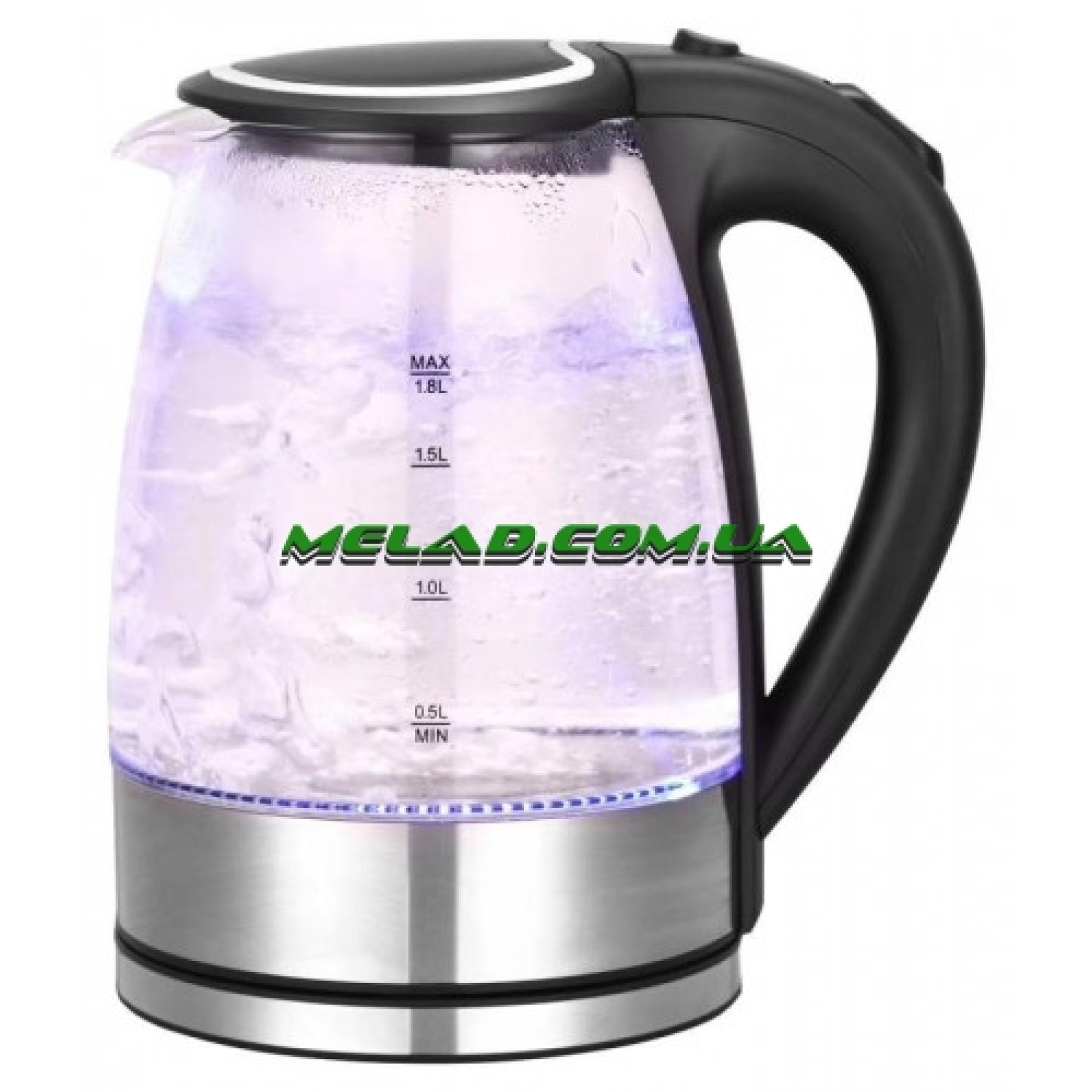 Электрический чайник Goldteller MG-05 BLACK (стекло) (220V, 50HZ 1500W, 1.8L) (12)