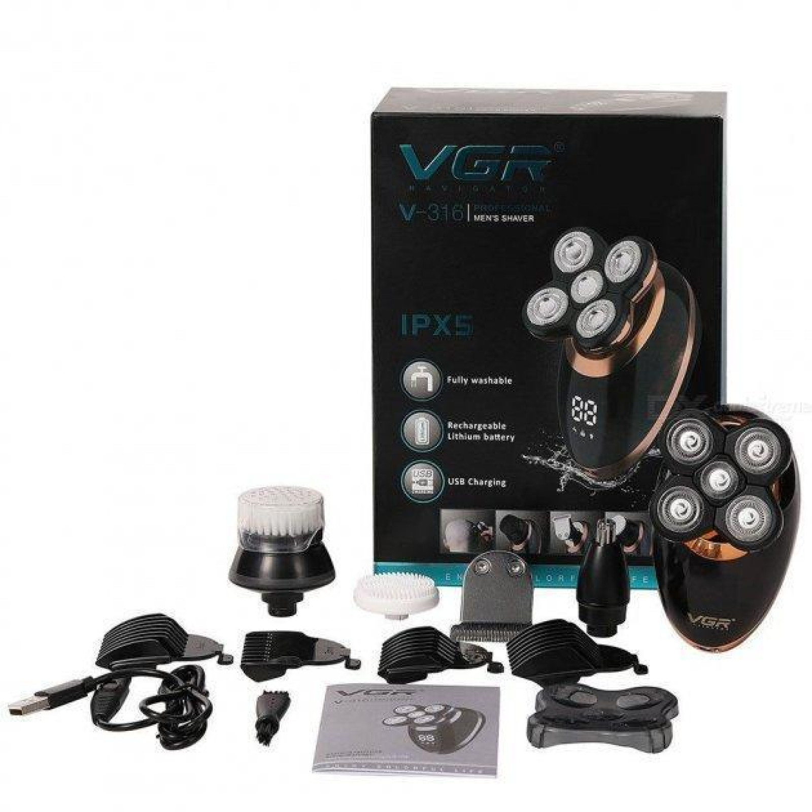 Электробритва VGR V-316 5 в 1, триммер для усов и бороды 207356