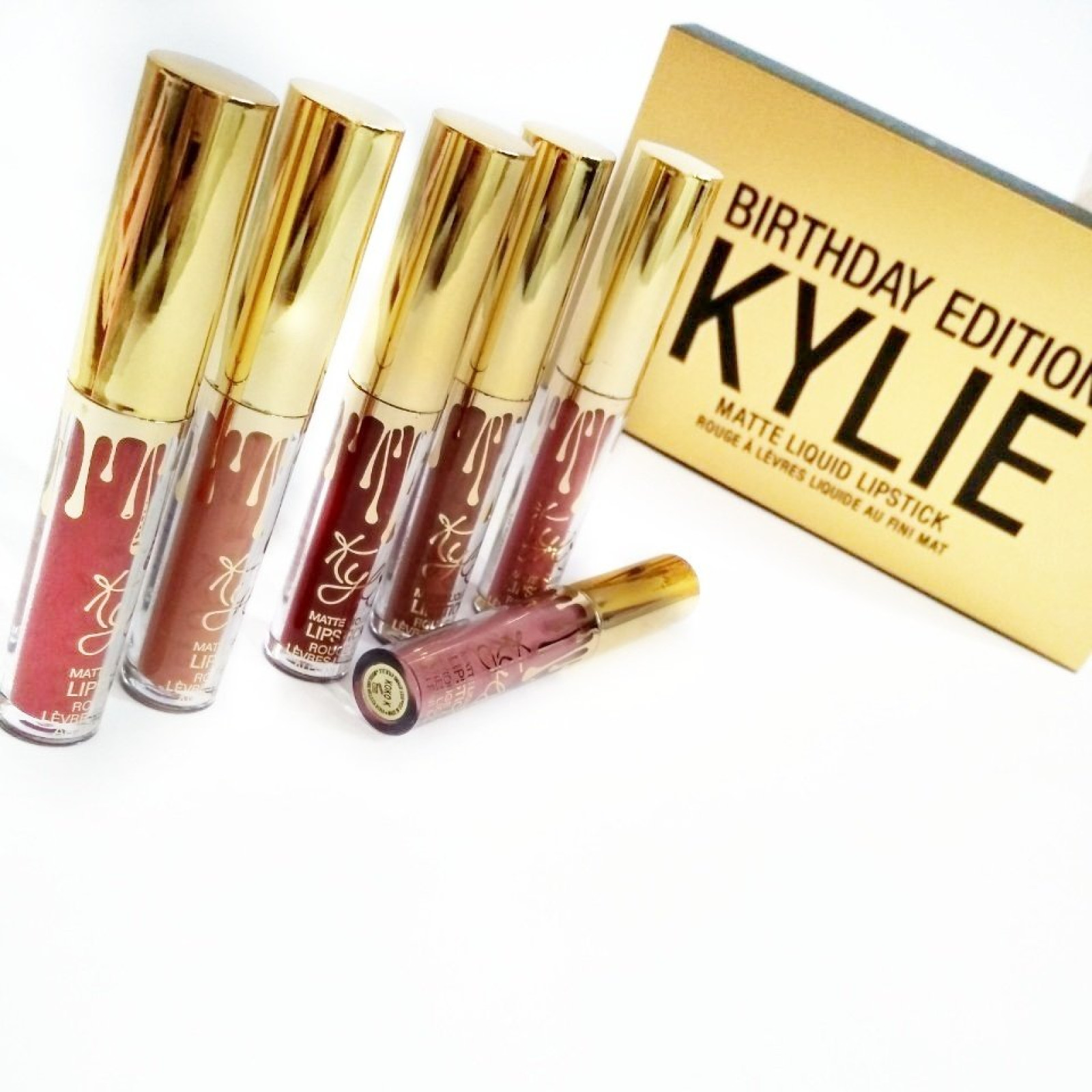 Набор жидких матовых помад Kylie Birthday Edition золото 129704