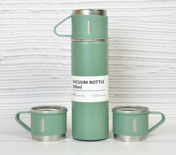 Термос с вакуумной изоляцией Подарочный набор с 3 чашкам 500 мл Vacuum flask set 207606